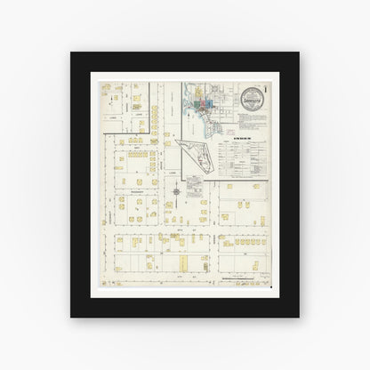 Old map wall art mockup — black gallery frame with white mat — Sanborn Fire Insurance Map from Sarasota, Sarasota County, Florida (1913), Sheet #0001