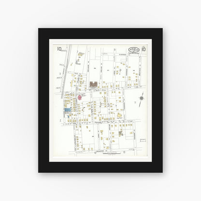Old map wall art mockup — black gallery frame with white mat — Sanborn Fire Insurance Map from Pitman, Gloucester County, New Jersey (1923), Sheet #0010
