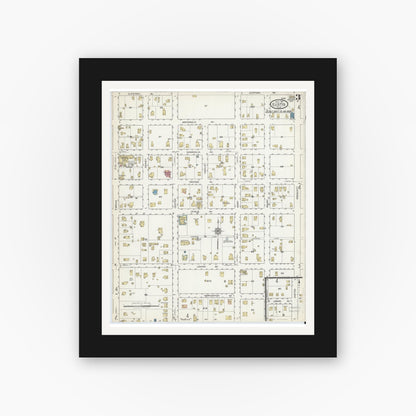 Old map wall art mockup — black gallery frame with white mat — Sanborn Fire Insurance Map from Eustis, Lake County, Florida (1917), Sheet #0003