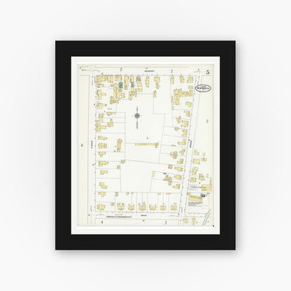 Old map wall art mockup — black gallery frame with white mat — Sanborn Fire Insurance Map from New Berlin, Chenango County, New York (1910), Sheet #0005