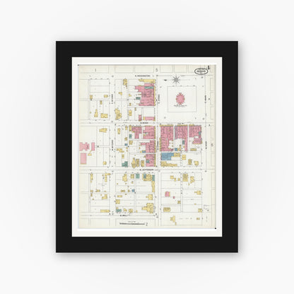 Old map wall art mockup — black gallery frame with white mat — Sanborn Fire Insurance Map from Neosho, Newton County, Missouri (1902), Sheet #0004
