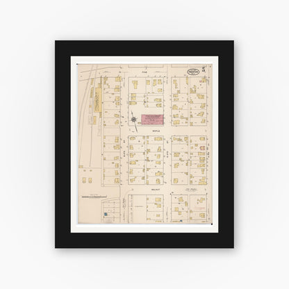Old map wall art mockup — black gallery frame with white mat — Sanborn Fire Insurance Map from Trenton, Wayne County, Michigan (1922), Sheet #0005