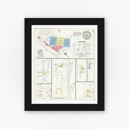 Old map wall art mockup — black gallery frame with white mat — Sanborn Fire Insurance Map from Chatfield, Fillmore And Olmsted Counties, Minnesota (1910) - Complete Map Set