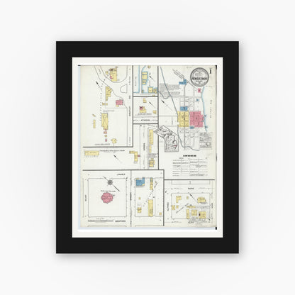 Old map wall art mockup — black gallery frame with white mat — Sanborn Fire Insurance Map from New Baltimore, Macomb County, Michigan (1921) - Complete Map Set