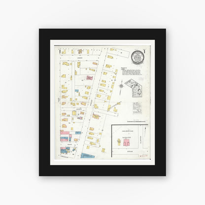 Old map wall art mockup — black gallery frame with white mat — Sanborn Fire Insurance Map from Utica, Macomb County, Michigan (1926) - Complete Map Set
