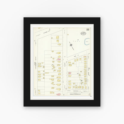 Old map wall art mockup — black gallery frame with white mat — Sanborn Fire Insurance Map from Batavia, Genesee County, New York (1912), Sheet #0022
