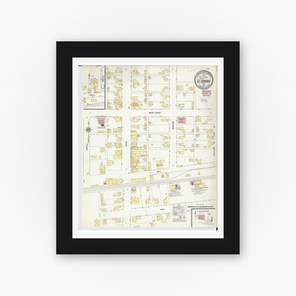 Old map wall art mockup — black gallery frame with white mat — Sanborn Fire Insurance Map from El Dorado, Preble County, Ohio (1911), Sheet #0001