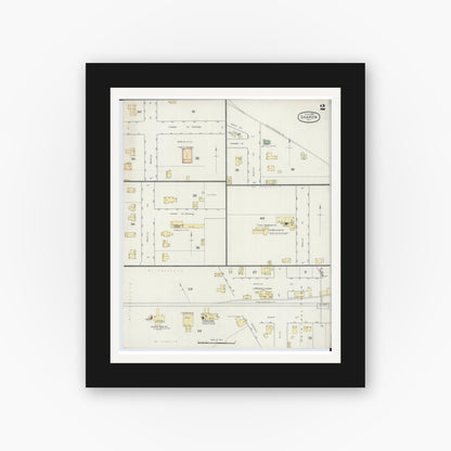 Old map wall art mockup — black gallery frame with white mat — Sanborn Fire Insurance Map from Sharon, Walworth County, Wisconsin (1894), Sheet #0002