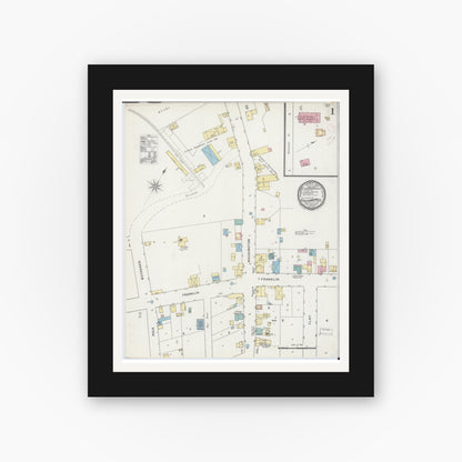 Old map wall art mockup — black gallery frame with white mat — Sanborn Fire Insurance Map from Schleisingerville, Washington County, Wisconsin (1894) - Complete Map Set