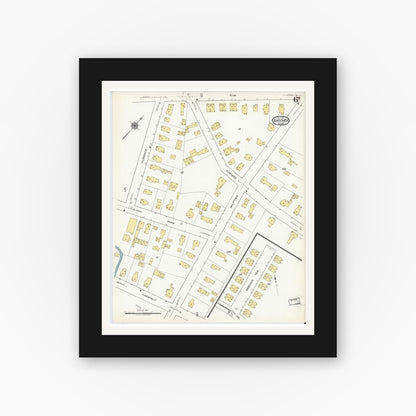 Old map wall art mockup — black gallery frame with white mat — Sanborn Fire Insurance Map from Andover, Essex County, Massachusetts (1917), Sheet #0006