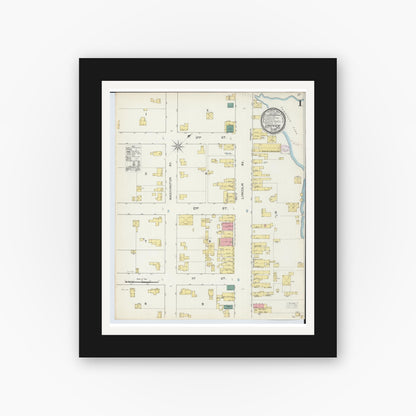Old map wall art mockup — black gallery frame with white mat — Sanborn Fire Insurance Map from Lakeview, Montcalm County, Michigan (1893) - Complete Map Set
