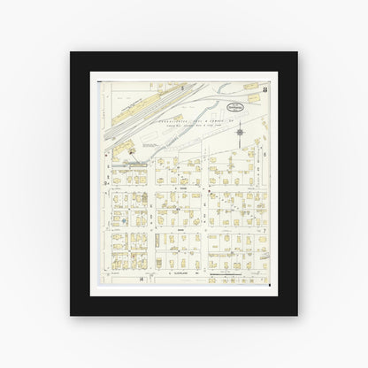 Old map wall art mockup — black gallery frame with white mat — Sanborn Fire Insurance Map from Ishpeming, Marquette County, Michigan (1911), Sheet #0008