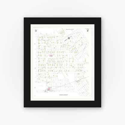 Old map wall art mockup — black gallery frame with white mat — Sanborn Fire Insurance Map from Mount Vernon, Linn County, Iowa (1941), Sheet #0003