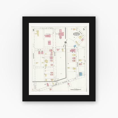 Old map wall art mockup — black gallery frame with white mat — Sanborn Fire Insurance Map from Pennsburg, Montgomery County, Pennsylvania (1924), Sheet #0005