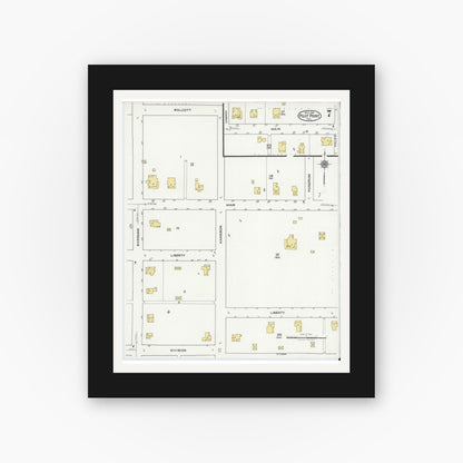 Old map wall art mockup — black gallery frame with white mat — Sanborn Fire Insurance Map from Pilot Point, Denton County, Texas (1921), Sheet #0007