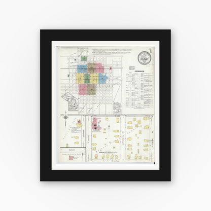 Old map wall art mockup — black gallery frame with white mat — Sanborn Fire Insurance Map from Saint Johns, Clinton County, Michigan (1918) - Complete Map Set