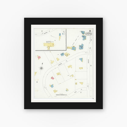 Old map wall art mockup — black gallery frame with white mat — Sanborn Fire Insurance Map from Swarthmore, Delaware County, Pennsylvania (1909), Sheet #0008