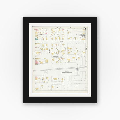 Old map wall art mockup — black gallery frame with white mat — Sanborn Fire Insurance Map from Trenton, Clinton County, Illinois (1906), Sheet #0006
