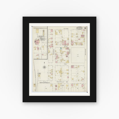 Old map wall art mockup — black gallery frame with white mat — Sanborn Fire Insurance Map from Freeburg, Saint Clair County, Illinois (1894), Sheet #0002