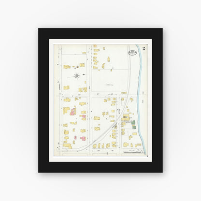 Old map wall art mockup — black gallery frame with white mat — Sanborn Fire Insurance Map from Franklin, Venango County, Pennsylvania (1901), Sheet #0002