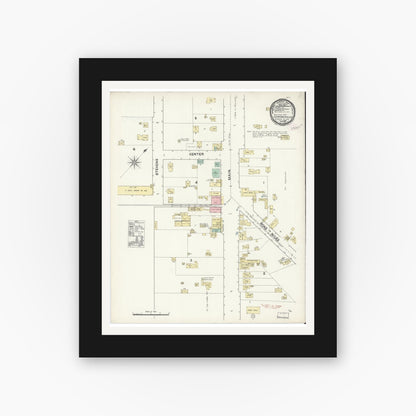 Old map wall art mockup — black gallery frame with white mat — Sanborn Fire Insurance Map from Centerville, Alameda County, California (1890), Sheet #0001