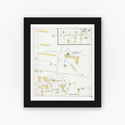 Old map wall art mockup — black gallery frame with white mat — Sanborn Fire Insurance Map from Boyd, Chippewa County, Wisconsin (1900), Sheet #0002