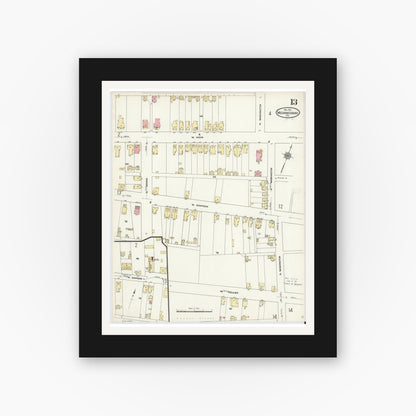 Old map wall art mockup — black gallery frame with white mat — Sanborn Fire Insurance Map from Mechanicsburg, Cumberland County, Pennsylvania (1911), Sheet #0013