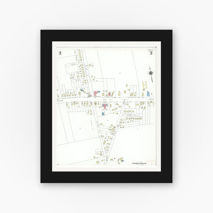 Old map wall art mockup — black gallery frame with white mat — Sanborn Fire Insurance Map from Greece, Monroe County, New York (1942), Sheet #0003