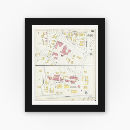 Old map wall art mockup — black gallery frame with white mat — Sanborn Fire Insurance Map from Chicopee, Hampden County, Massachusetts (1902), Sheet #0010