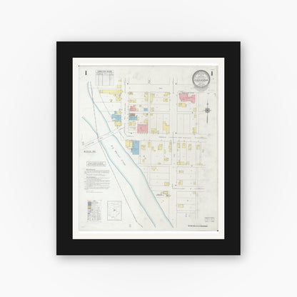 Old map wall art mockup — black gallery frame with white mat — Sanborn Fire Insurance Map from Gahanna, Franklin County, Ohio (1946) - Complete Map Set