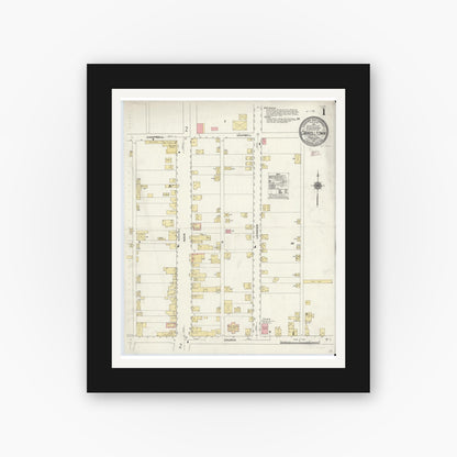 Old map wall art mockup — black gallery frame with white mat — Sanborn Fire Insurance Map from Carrolltown, Cambria County, Pennsylvania (1910) - Complete Map Set