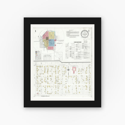 Old map wall art mockup — black gallery frame with white mat — Sanborn Fire Insurance Map from Mission, Hidalgo County, Texas (1933) - Complete Map Set