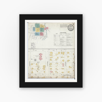 Old map wall art mockup — black gallery frame with white mat — Sanborn Fire Insurance Map from Greenfield, Highland County, Ohio (1899) - Complete Map Set