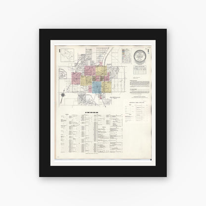 Old map wall art mockup — black gallery frame with white mat — Sanborn Fire Insurance Map from Lamesa, Dawson County, Texas (1948) - Complete Map Set