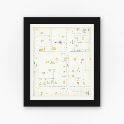 Old map wall art mockup — black gallery frame with white mat — Sanborn Fire Insurance Map from Eustis, Lake County, Florida (1906), Sheet #0004