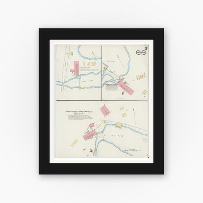 Old map wall art mockup — black gallery frame with white mat — Sanborn Fire Insurance Map from Rockingham, Richmond County, North Carolina (1894), Sheet #0003
