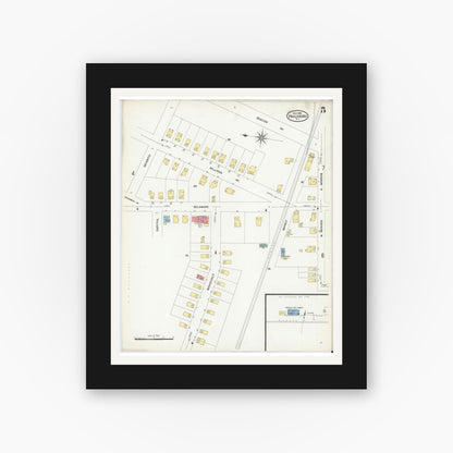 Old map wall art mockup — black gallery frame with white mat — Sanborn Fire Insurance Map from Paulsboro, Gloucester County, New Jersey (1909), Sheet #0005