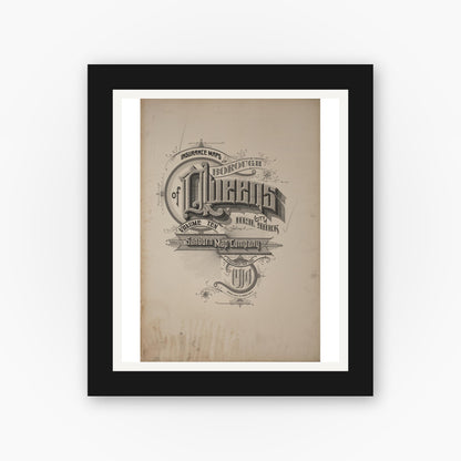 Old map wall art mockup — black gallery frame with white mat — Sanborn Fire Insurance Map from Queens, Queens County, New York (1915), Sheet #0001