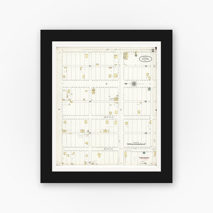 Old map wall art mockup — black gallery frame with white mat — Sanborn Fire Insurance Map from Chino, San Bernardino County, California (1895), Sheet #0002