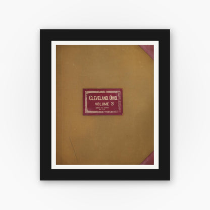 Old map wall art mockup — black gallery frame with white mat — Sanborn Fire Insurance Map from Cleveland, Cuyahoga County, Ohio (1951), Sheet #0001