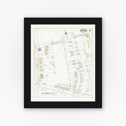 Old map wall art mockup — black gallery frame with white mat — Sanborn Fire Insurance Map from Waynesboro, Independent Cities, Virginia (1920), Sheet #0004