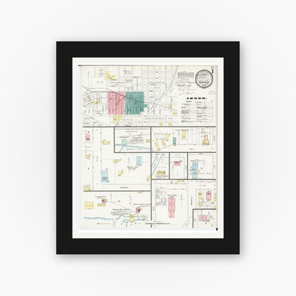 Old map wall art mockup — black gallery frame with white mat — Sanborn Fire Insurance Map from Anamosa, Jones County, Iowa (1893) â€” Complete Set