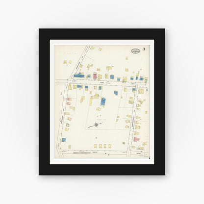 Old map wall art mockup — black gallery frame with white mat — Sanborn Fire Insurance Map from Hatboro, Montgomery County, Pennsylvania (1915), Sheet #0003