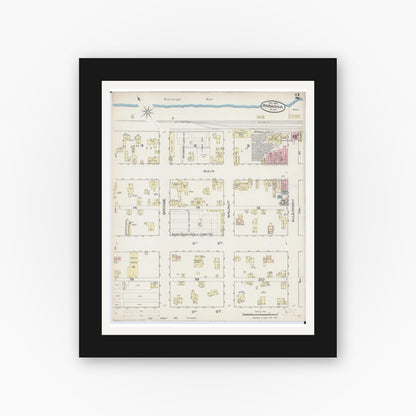 Old map wall art mockup — black gallery frame with white mat — Sanborn Fire Insurance Map from Wabasha, Wabasha County, Minnesota (1885), Sheet #0002