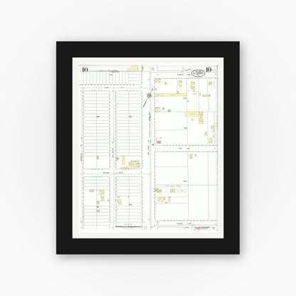 Old map wall art mockup — black gallery frame with white mat — Sanborn Fire Insurance Map from El Cerrito, Contra Costa County, California (1926), Sheet #0010