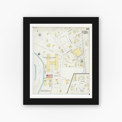 Old map wall art mockup — black gallery frame with white mat — Sanborn Fire Insurance Map from Alpena, Alpena County, Michigan (1895), Sheet #0029