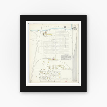 Old map wall art mockup — black gallery frame with white mat — Sanborn Fire Insurance Map from Cass Lake, Cass County, Minnesota (1913), Sheet #0005
