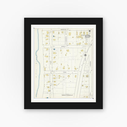 Old map wall art mockup — black gallery frame with white mat — Sanborn Fire Insurance Map from Batavia, Kane County, Illinois (1916), Sheet #0011