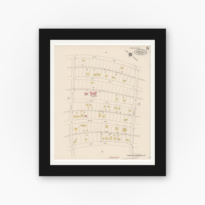 Old map wall art mockup — black gallery frame with white mat — Sanborn Fire Insurance Map from Beverly Hills, Los Angeles County, California (1922), Sheet #0009