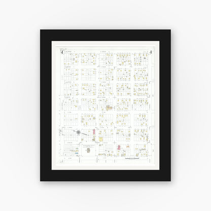Old map wall art mockup — black gallery frame with white mat — Sanborn Fire Insurance Map from Kermit, Winkler County, Texas (1946), Sheet #0004